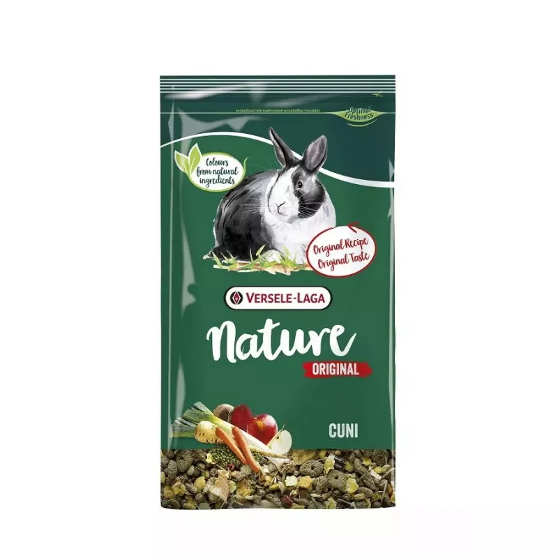 Trockenfutter für Zwergkaninchen VERSELE-LAGA Nature Original Cuni 2,5 kg — adult, Protein 14,5 %, Fett 4 %, Ballaststoffe 13,5 %