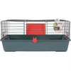 Nagerkäfig ZOLUX Classic 80 — zweistöckiges Metall/Kunststoffgehege, 800×430×330 mm, 31 mm Gitterabstand, grau/rot