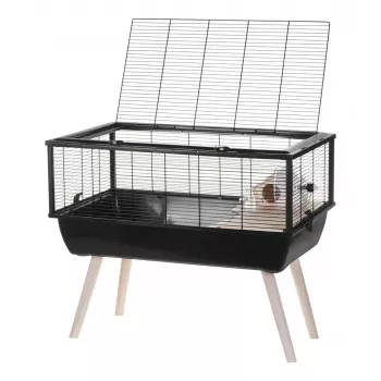 Käfig für Nagetiere ZOLUX Neo Nigha small H36 schwarz, Holz, B780×T360×H480 mm, Laufrad enthalten