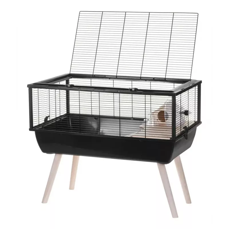 Käfig für Nagetiere ZOLUX Neo Nigha small H36 schwarz, Holz, B780×T360×H480 mm, Laufrad enthalten