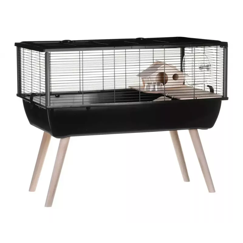 Käfig für Nagetiere ZOLUX Neo Nigha small H36 schwarz, Holz, B780×T360×H480 mm, Laufrad enthalten