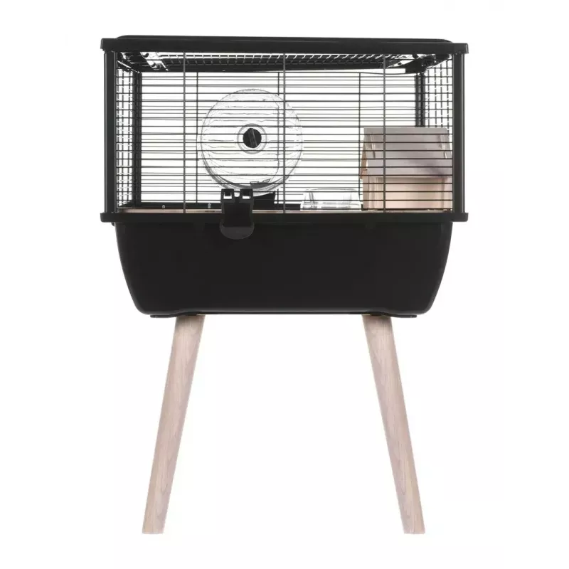 Käfig für Nagetiere ZOLUX Neo Nigha small H36 schwarz, Holz, B780×T360×H480 mm, Laufrad enthalten