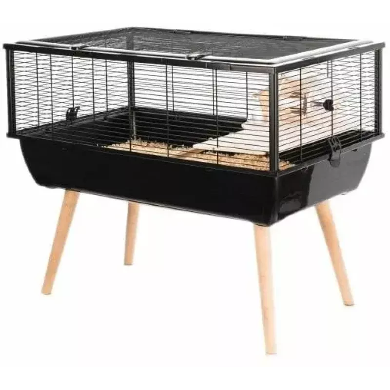 Käfig für Nagetiere ZOLUX Neo Nigha small H36 schwarz, Holz, B780×T360×H480 mm, Laufrad enthalten