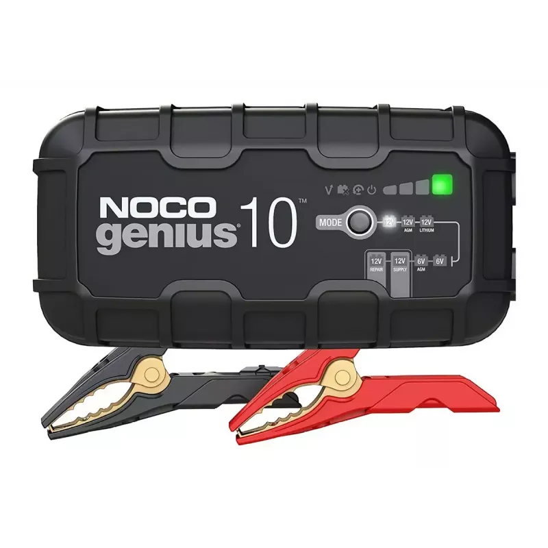 Batterieladegerät NOCO GENIUS10 EU 10 A für 6V- und 12V-Batterien — Wartung und Desulfatierung, 150 W, Li‑Ion/AGM/Gel, IPX wasserbeständig