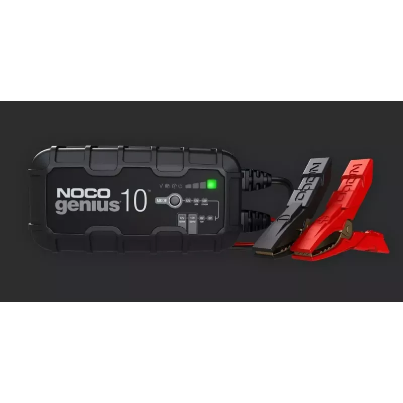 Batterieladegerät NOCO GENIUS10 EU 10 A für 6V- und 12V-Batterien — Wartung und Desulfatierung, 150 W, Li‑Ion/AGM/Gel, IPX wasserbeständig