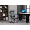 Drehbarer beheizter Bürostuhl ActiveJet YK7304 — grau gepolsterte Sitzfläche und Rückenlehne aus Leder, verstellbare Rückenlehne, Gaslift 45–55 cm