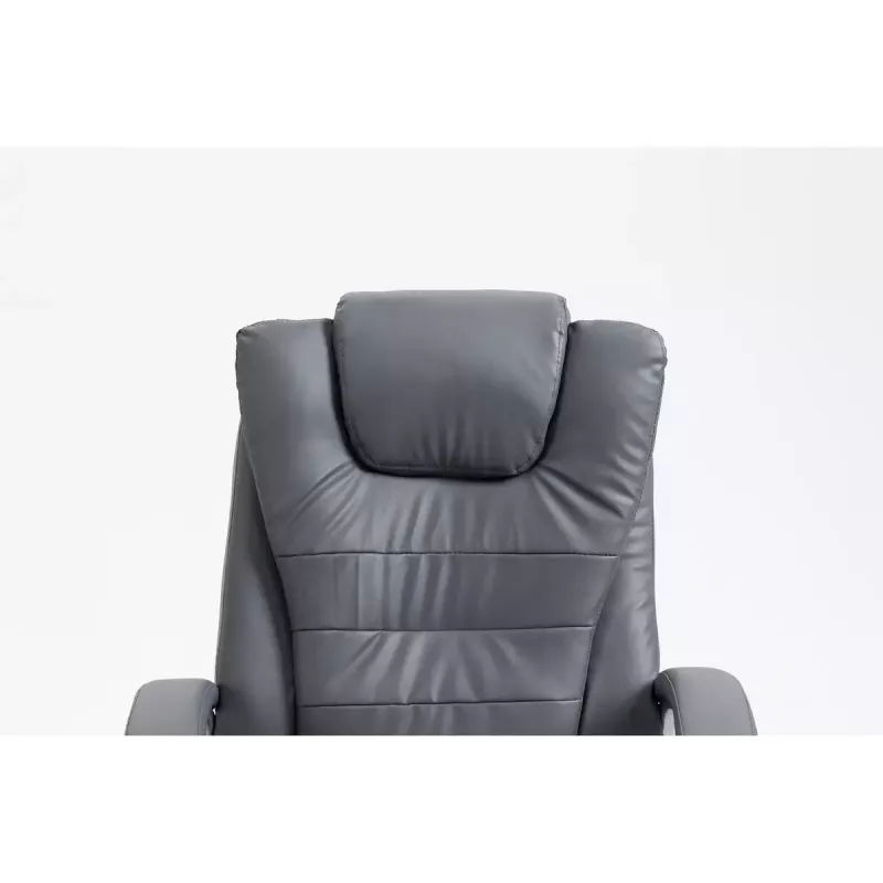 Drehbarer beheizter Bürostuhl ActiveJet YK7304 — grau gepolsterte Sitzfläche und Rückenlehne aus Leder, verstellbare Rückenlehne, Gaslift 45–55 cm
