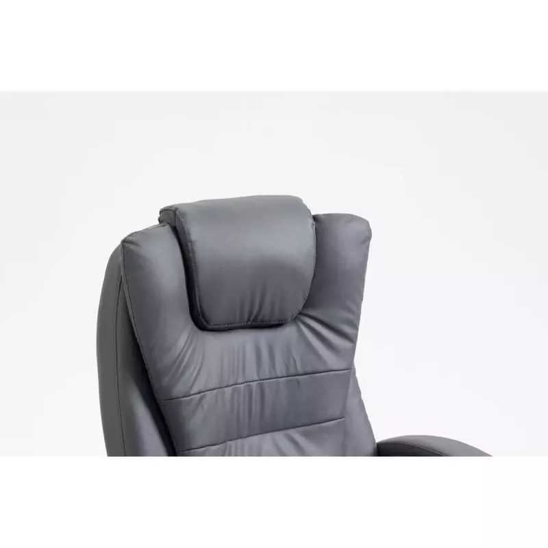 Drehbarer beheizter Bürostuhl ActiveJet YK7304 — grau gepolsterte Sitzfläche und Rückenlehne aus Leder, verstellbare Rückenlehne, Gaslift 45–55 cm