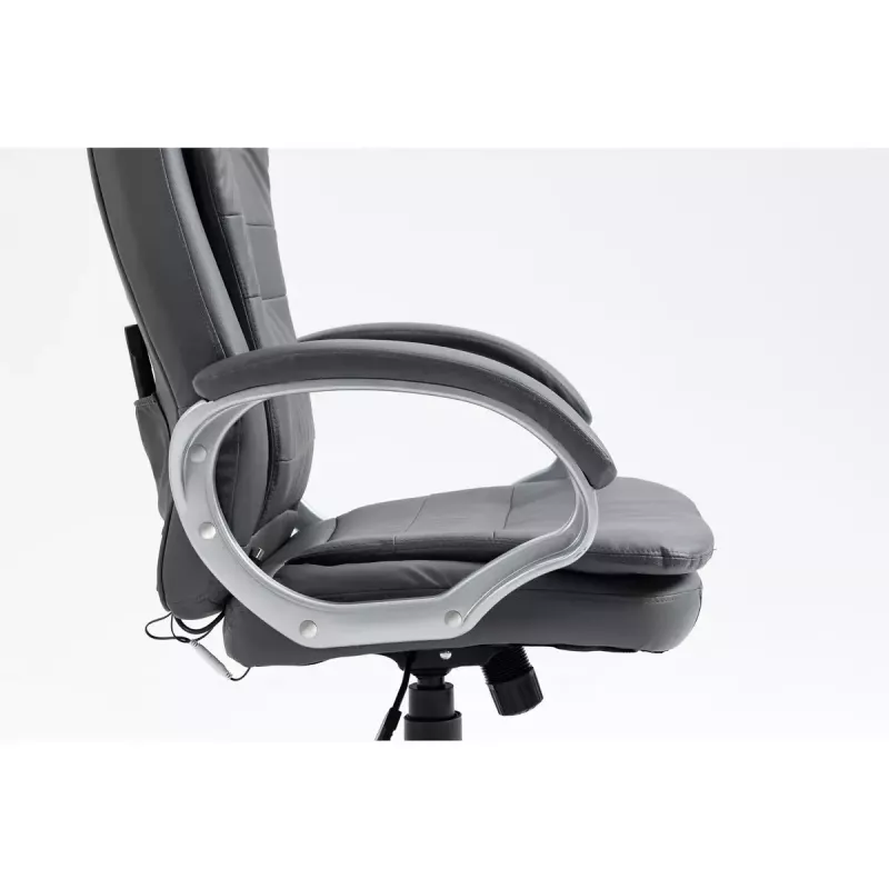 Drehbarer beheizter Bürostuhl ActiveJet YK7304 — grau gepolsterte Sitzfläche und Rückenlehne aus Leder, verstellbare Rückenlehne, Gaslift 45–55 cm
