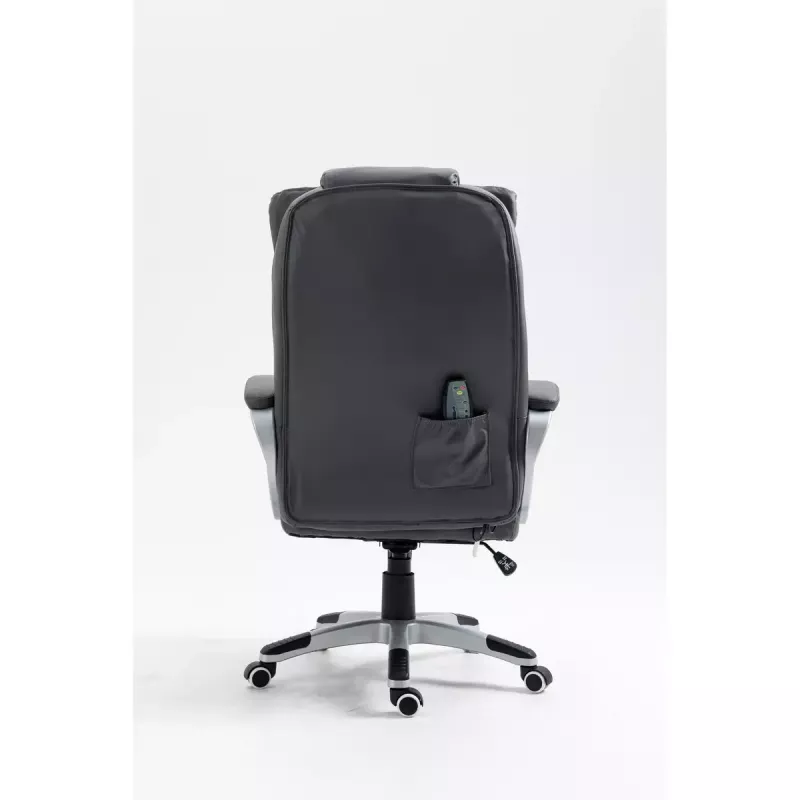 Drehbarer beheizter Bürostuhl ActiveJet YK7304 — grau gepolsterte Sitzfläche und Rückenlehne aus Leder, verstellbare Rückenlehne, Gaslift 45–55 cm