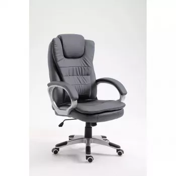 Drehbarer beheizter Bürostuhl ActiveJet YK7304 — grau gepolsterte Sitzfläche und Rückenlehne aus Leder, verstellbare Rückenlehne, Gaslift 45–55 cm