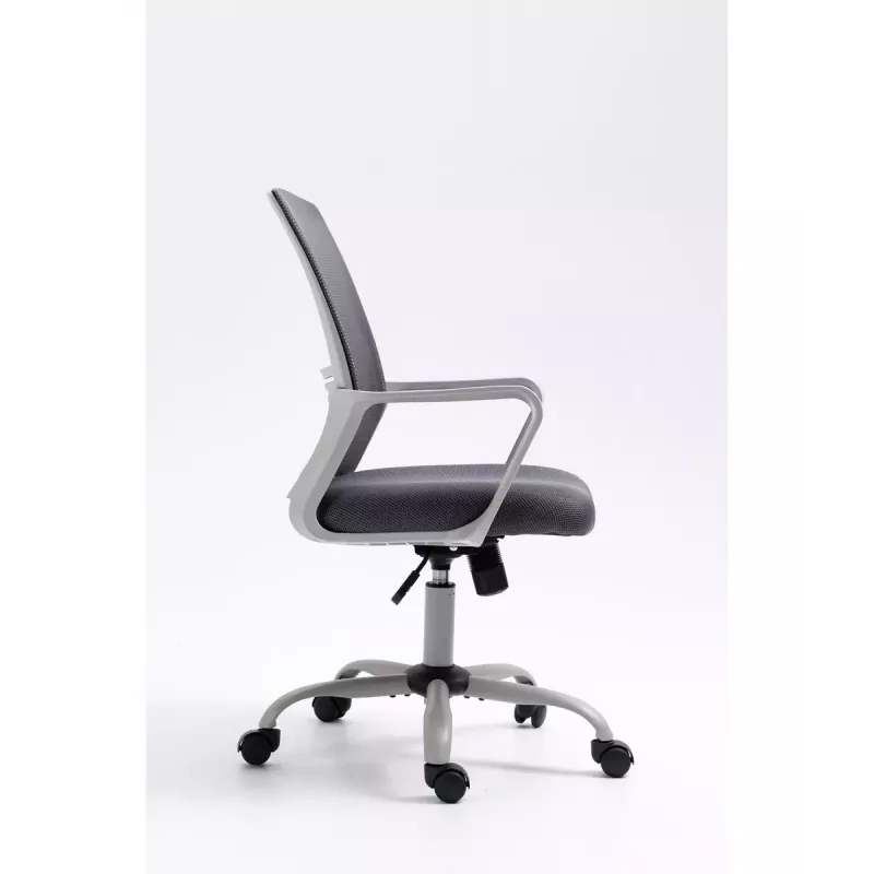 Drehstuhl ActiveJet YK01 — gepolsterter Stoffsitz, Netz-Rückenlehne, grau, höhenverstellbar 46–56 cm