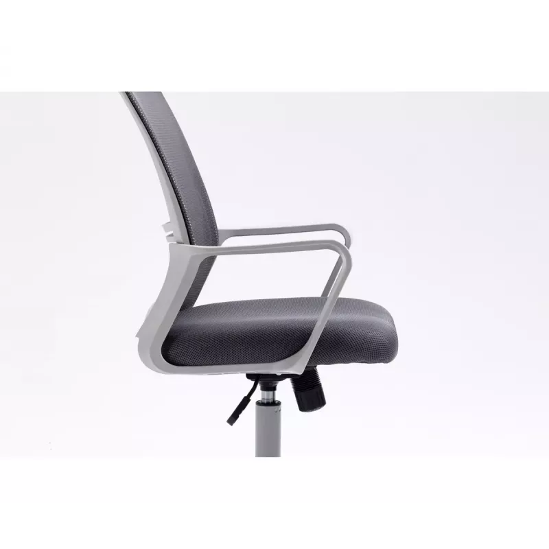 Drehstuhl ActiveJet YK01 — gepolsterter Stoffsitz, Netz-Rückenlehne, grau, höhenverstellbar 46–56 cm