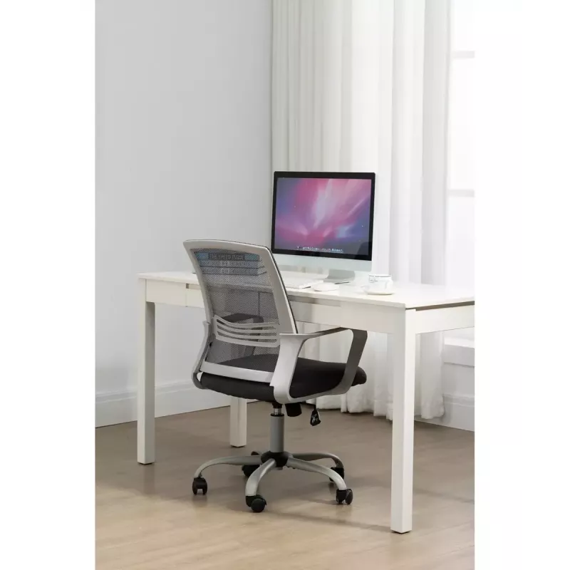 Drehstuhl ActiveJet YK01 — gepolsterter Stoffsitz, Netz-Rückenlehne, grau, höhenverstellbar 46–56 cm