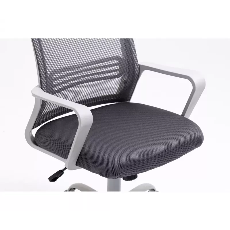 Drehstuhl ActiveJet YK01 — gepolsterter Stoffsitz, Netz-Rückenlehne, grau, höhenverstellbar 46–56 cm