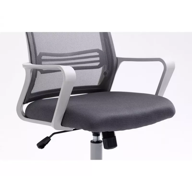 Drehstuhl ActiveJet YK01 — gepolsterter Stoffsitz, Netz-Rückenlehne, grau, höhenverstellbar 46–56 cm