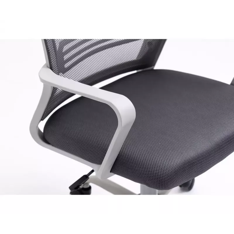 Drehstuhl ActiveJet YK01 — gepolsterter Stoffsitz, Netz-Rückenlehne, grau, höhenverstellbar 46–56 cm