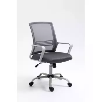 Drehstuhl ActiveJet YK01 — gepolsterter Stoffsitz, Netz-Rückenlehne, grau, höhenverstellbar 46–56 cm