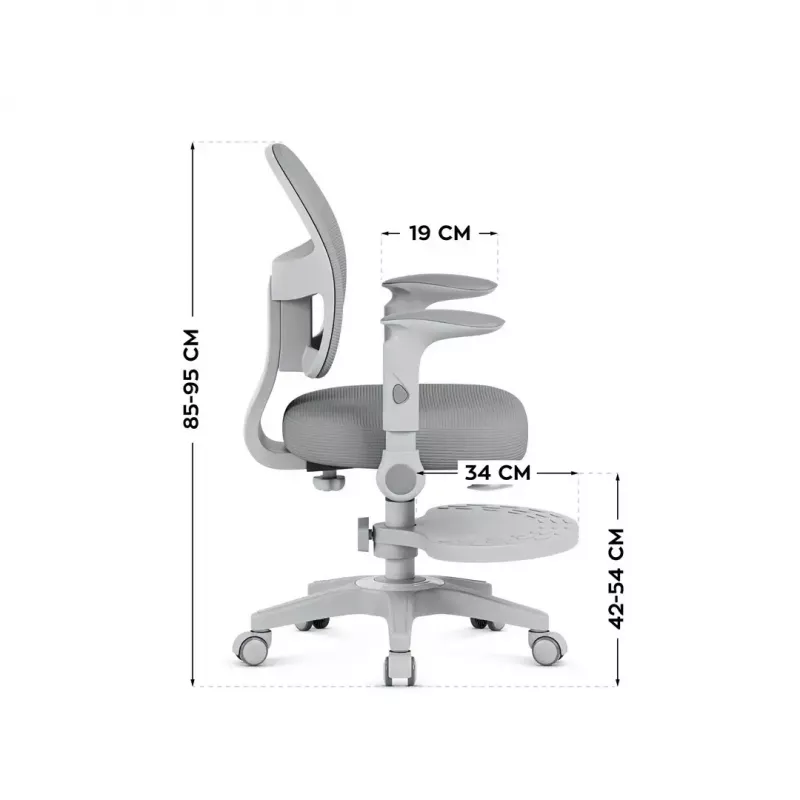 Drehstuhl mark adler Junior 5.0 — ergonomische Netzrückenlehne, Schaumstoffsitz, höhenverstellbar 42–54 cm, grau