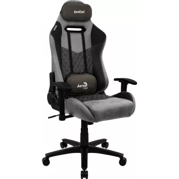 Gaming-Stuhl AEROCOOL DUKE AeroSuede Schwarz/Grau – 2D-Armlehnen, Butterfly-Mechanismus, max. Nutzergewicht 150 kg