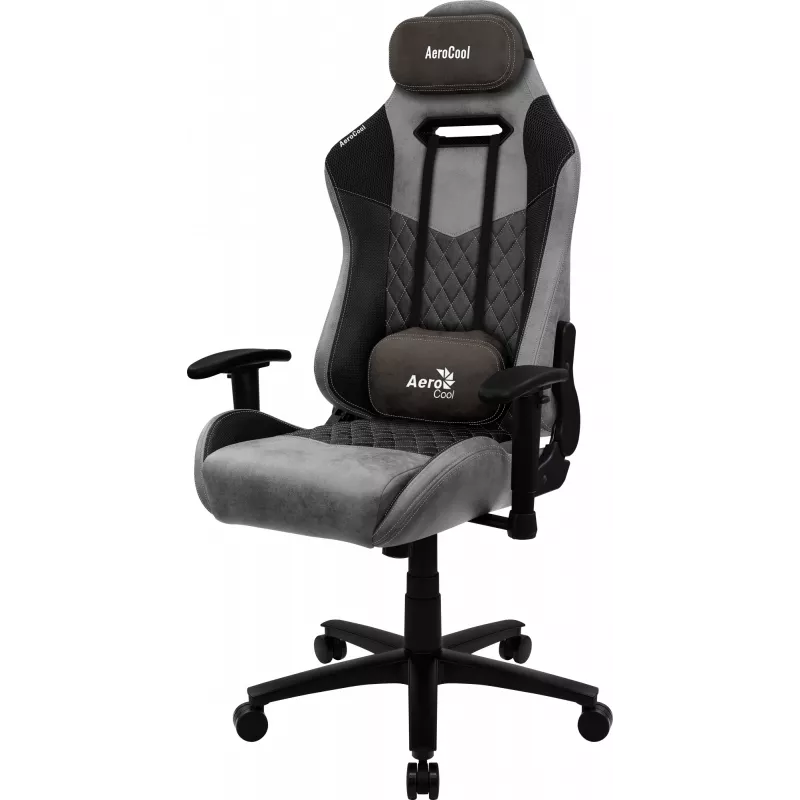 Gaming-Stuhl AEROCOOL DUKE AeroSuede Schwarz/Grau – 2D-Armlehnen, Butterfly-Mechanismus, max. Nutzergewicht 150 kg