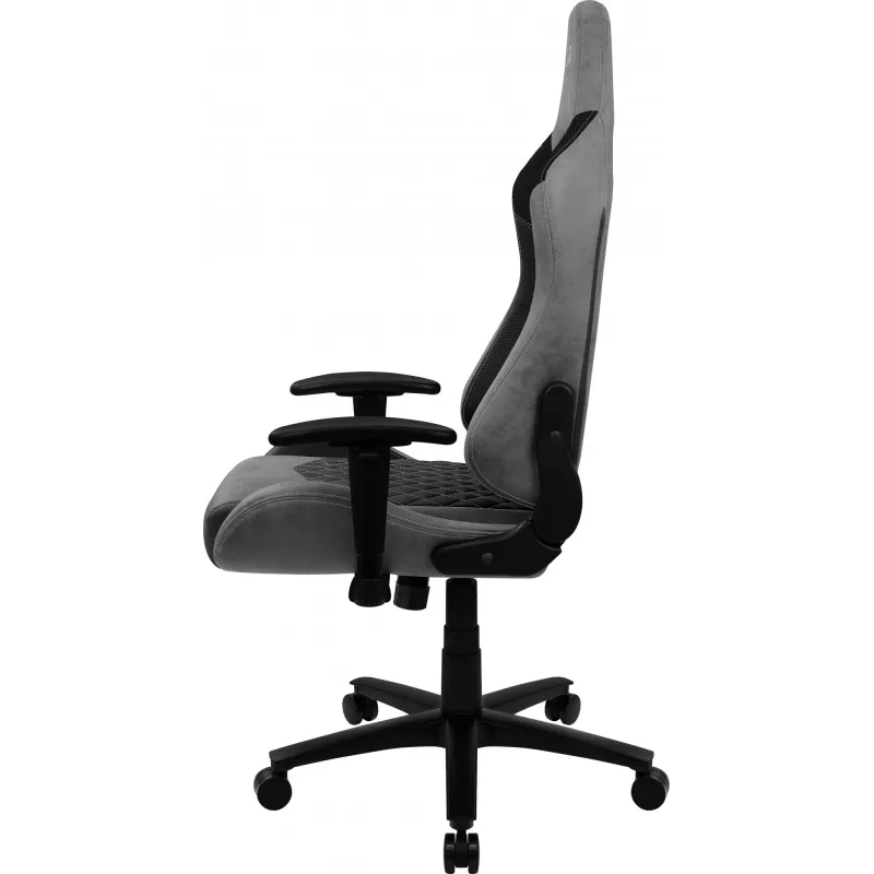 Gaming-Stuhl AEROCOOL DUKE AeroSuede Schwarz/Grau – 2D-Armlehnen, Butterfly-Mechanismus, max. Nutzergewicht 150 kg