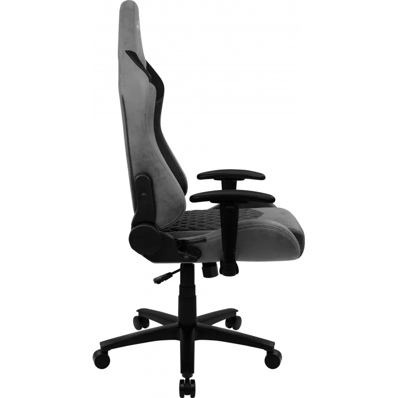 Gaming-Stuhl AEROCOOL DUKE AeroSuede Schwarz/Grau – 2D-Armlehnen, Butterfly-Mechanismus, max. Nutzergewicht 150 kg
