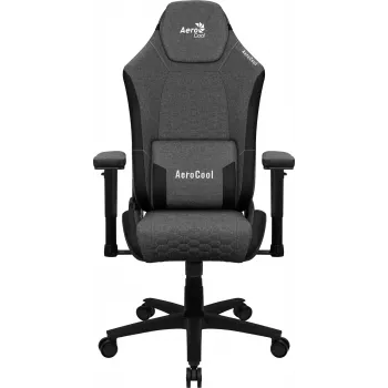 Universal-Gaming-Stuhl AEROCOOL CROWNASHBK — schwarze gepolsterte Sitzfläche und Rückenlehne, 2D-Armlehnen, Gasdruckfeder Klasse 4, max. Gewicht 150 kg