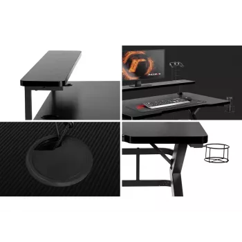 Gaming desk Huzaro Hero 5.0 Schwarz — gerade aluminium frame, carbon-fibre tabletop 1200×600 mm