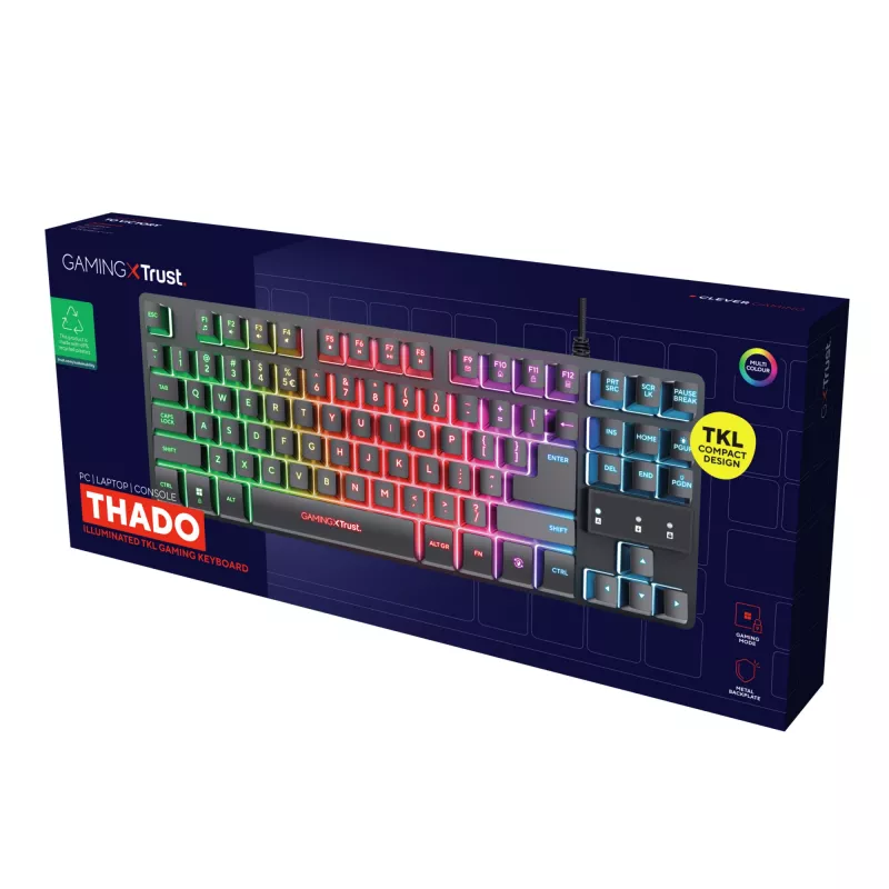 Trust GXT 833 Thado Tastatur Gaming USB Niederländisch Schwarz, Silber