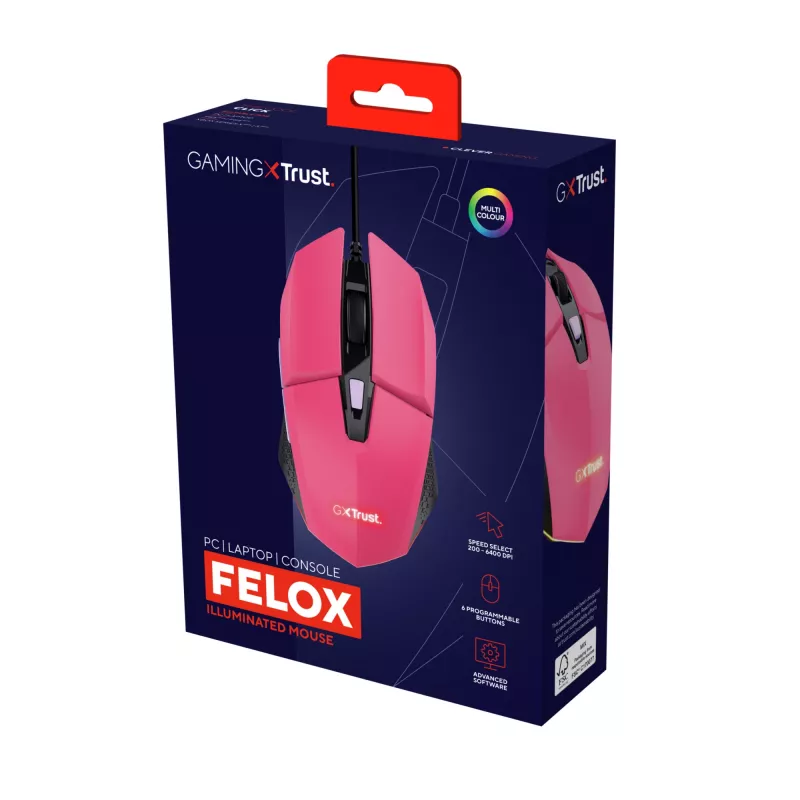 Trust GXT 109P FELOX Maus Gaming beidhändig USB Typ-A 6400 DPI