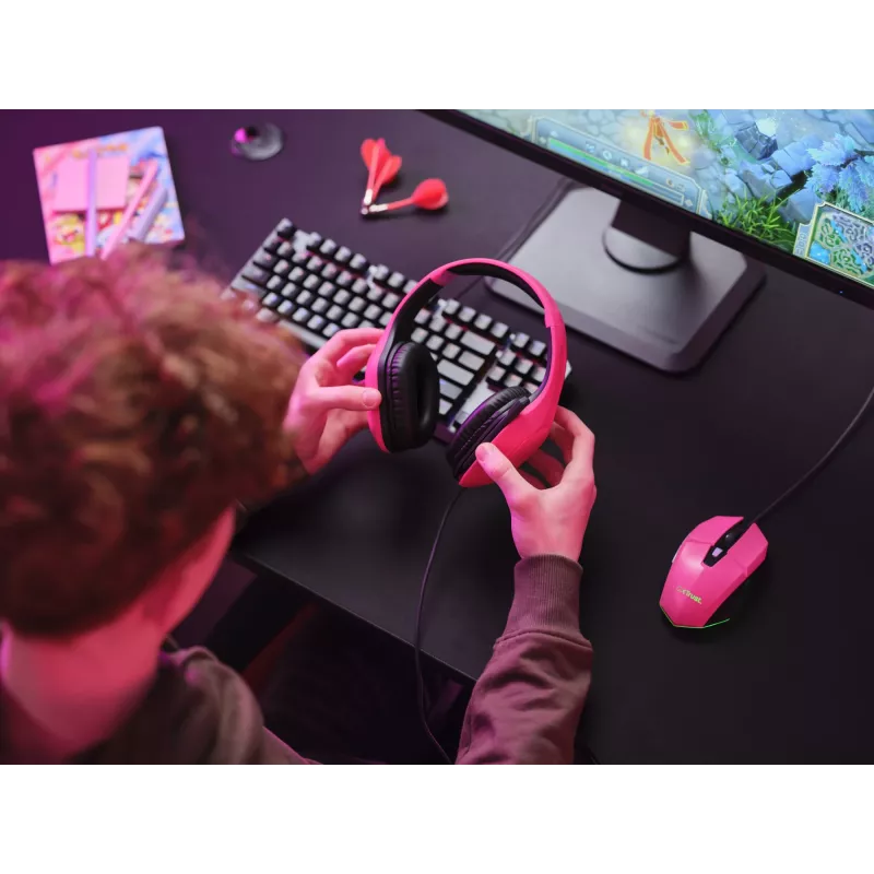Trust GXT 415P Zirox Headset Kabelgebundener Kopfhörerbügel Gaming Pink
