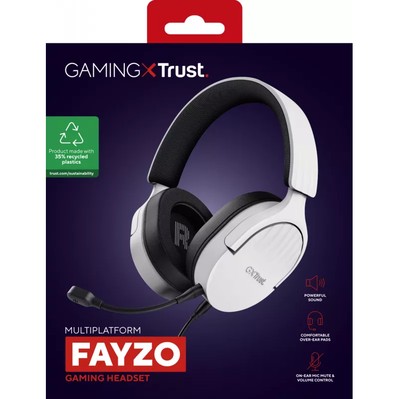 Trust GXT 489W FAYZO Headset kabelgebunden Kopfband Gaming Schwarz, Weiß