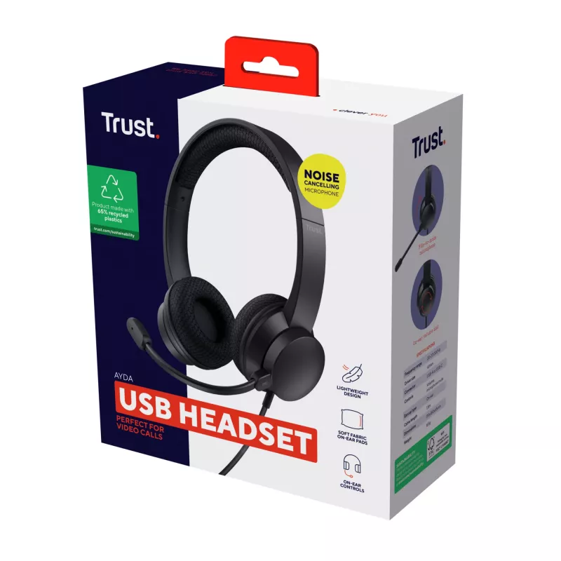 Trust Ayda Headset Wired Head-band Calls/Music USB Type-A Schwarz