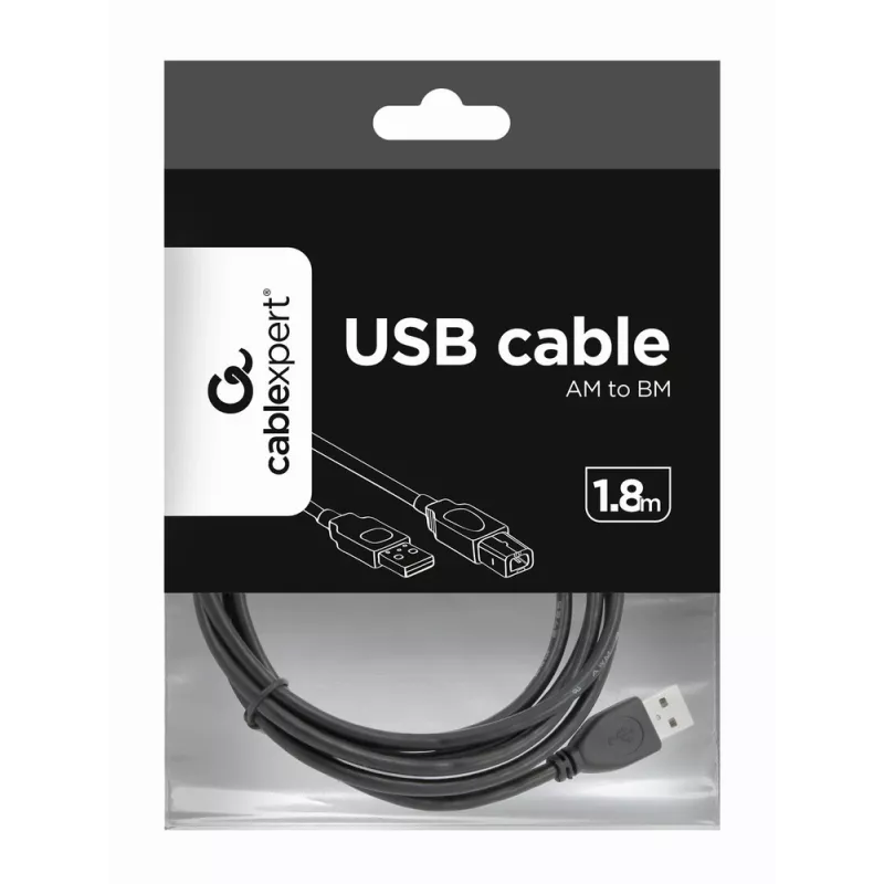 GEMBIRD USB 2.0 A-Stecker B-Stecker Kabel 2,0 m (6ft) – Schwarz/Bulk-Verpackung