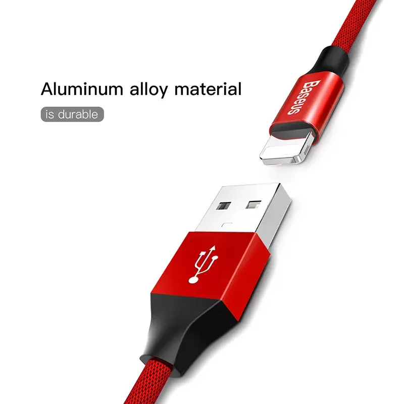 USB-A auf Lightning Kabel Baseus Yiven 1,8 m, 2 A Ausgang, rot, Mantel aus thermoplastischem Elastomer