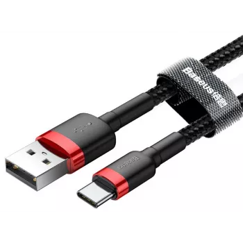 BASEUS Geflochtenes Cafule-Schnellladekabel - USB Typ-A auf Typ-C 2A - 2 m - Schwarz (Nylon)