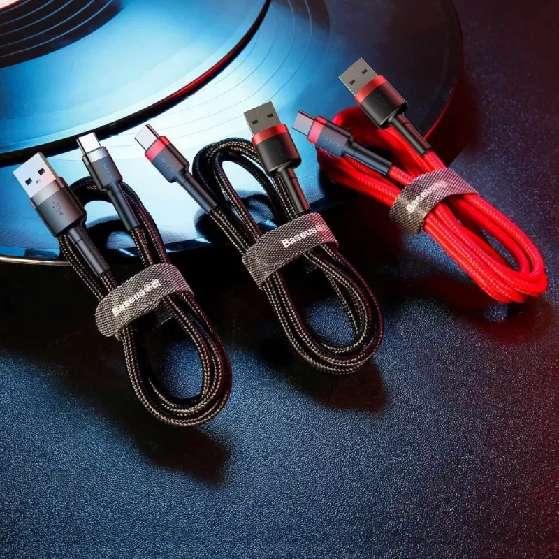 BASEUS Geflochtenes Cafule-Schnellladekabel - USB Typ-A auf Typ-C 2A - 2 m - Schwarz (Nylon)