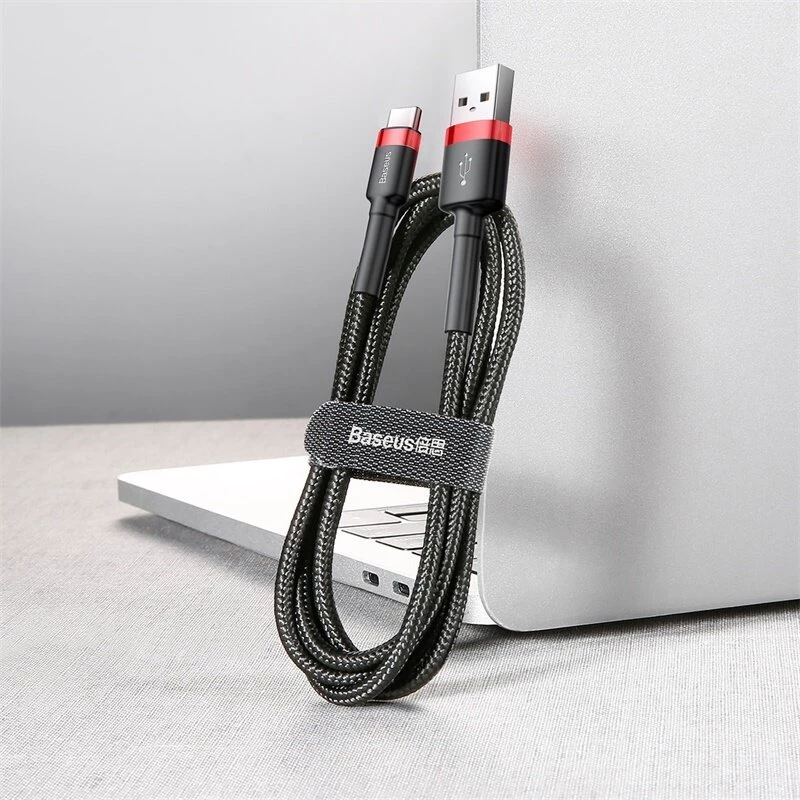 BASEUS Geflochtenes Cafule-Schnellladekabel - USB Typ-A auf Typ-C 2A - 2 m - Schwarz (Nylon)