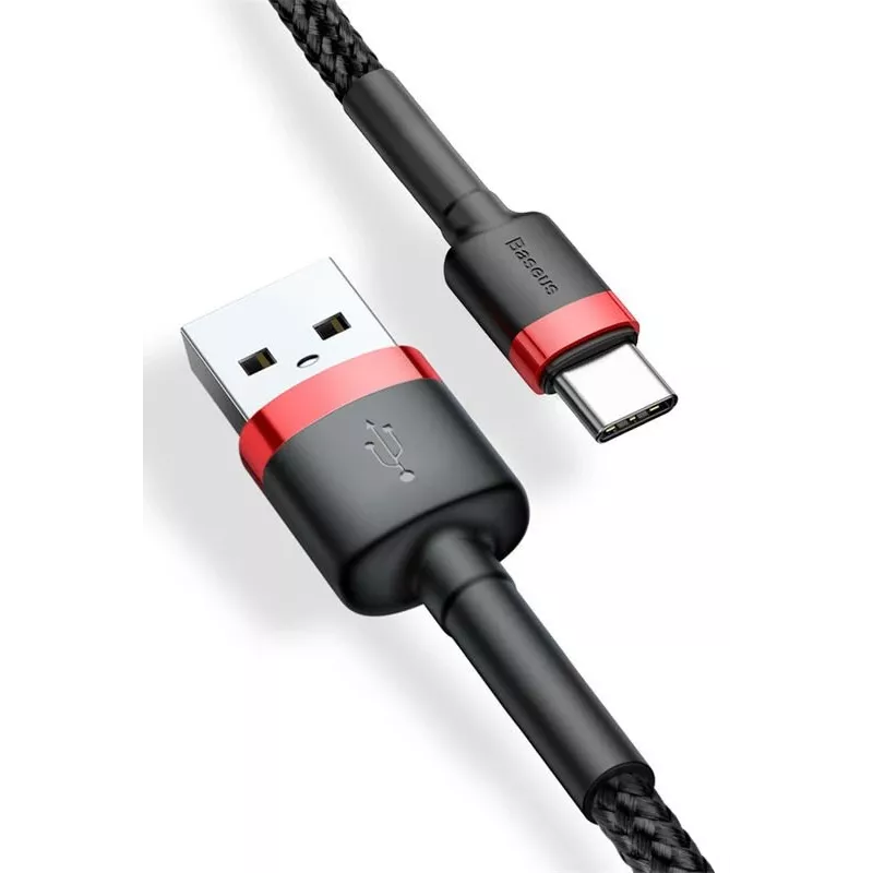 BASEUS Geflochtenes Cafule-Schnellladekabel - USB Typ-A auf Typ-C 2A - 2 m - Schwarz (Nylon)