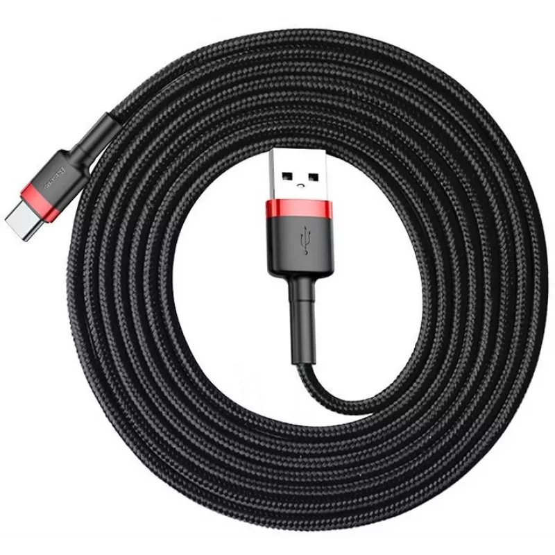 BASEUS Geflochtenes Cafule-Schnellladekabel - USB Typ-A auf Typ-C 2A - 2 m - Schwarz (Nylon)