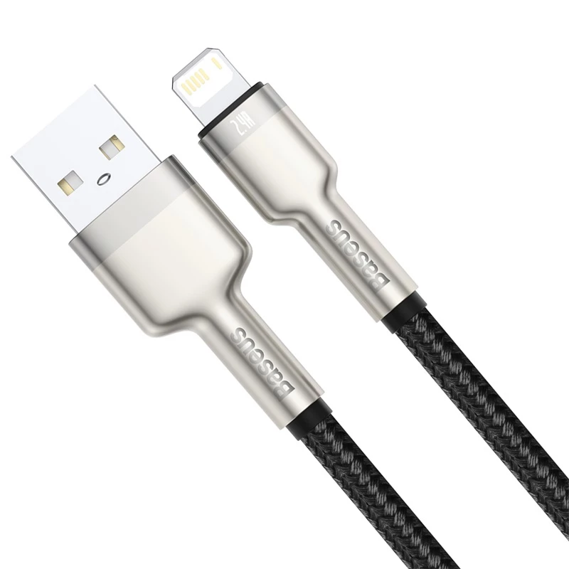 BASEUS Fast Charge Cafule Datenübertragungskabel - USB Typ-A auf Lightning - 480 Mbit/s (2,4 A PD) - 1 m - Schwarz