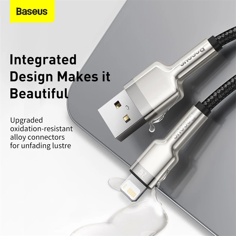 BASEUS Fast Charge Cafule Datenübertragungskabel - USB Typ-A auf Lightning - 480 Mbit/s (2,4 A PD) - 1 m - Schwarz