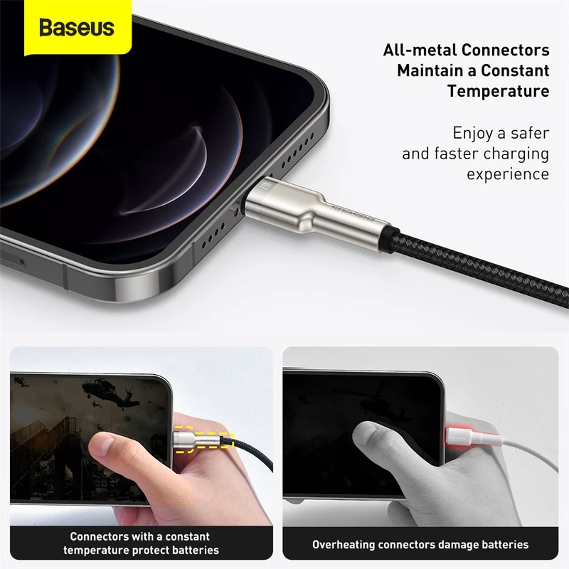 BASEUS Fast Charge Cafule Datenübertragungskabel - USB Typ-A auf Lightning - 480 Mbit/s (2,4 A PD) - 1 m - Schwarz