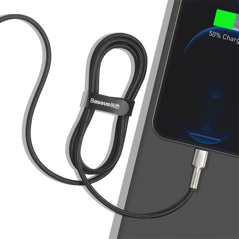 BASEUS Fast Charge Cafule Datenübertragungskabel - USB Typ-A auf Lightning - 480 Mbit/s (2,4 A PD) - 1 m - Schwarz