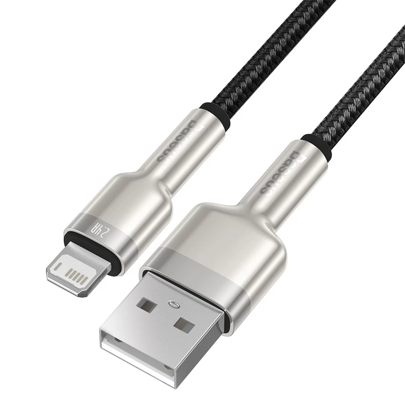 BASEUS Fast Charge Cafule Datenübertragungskabel - USB Typ-A auf Lightning - 480 Mbit/s (2,4 A PD) - 1 m - Schwarz
