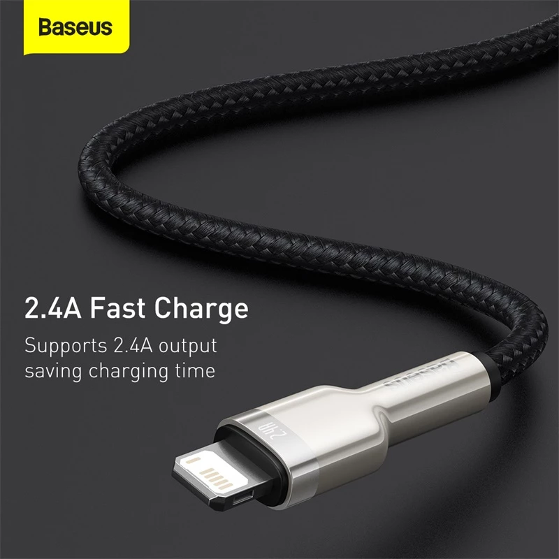 BASEUS Fast Charge Cafule Datenübertragungskabel - USB Typ-A auf Lightning - 480 Mbit/s (2,4 A PD) - 1 m - Schwarz