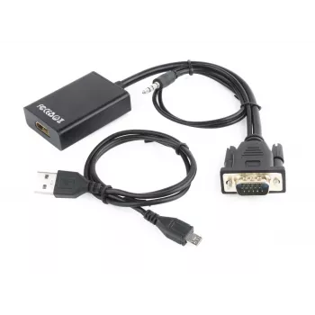 GEMBIRD VGA-zu-HDMI-Adapterkabel, USB-gespeist 15cm - Schwarz