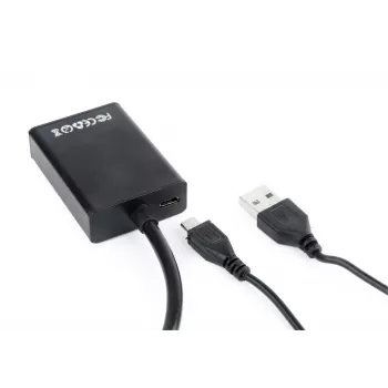 GEMBIRD VGA-zu-HDMI-Adapterkabel, USB-gespeist 15cm - Schwarz