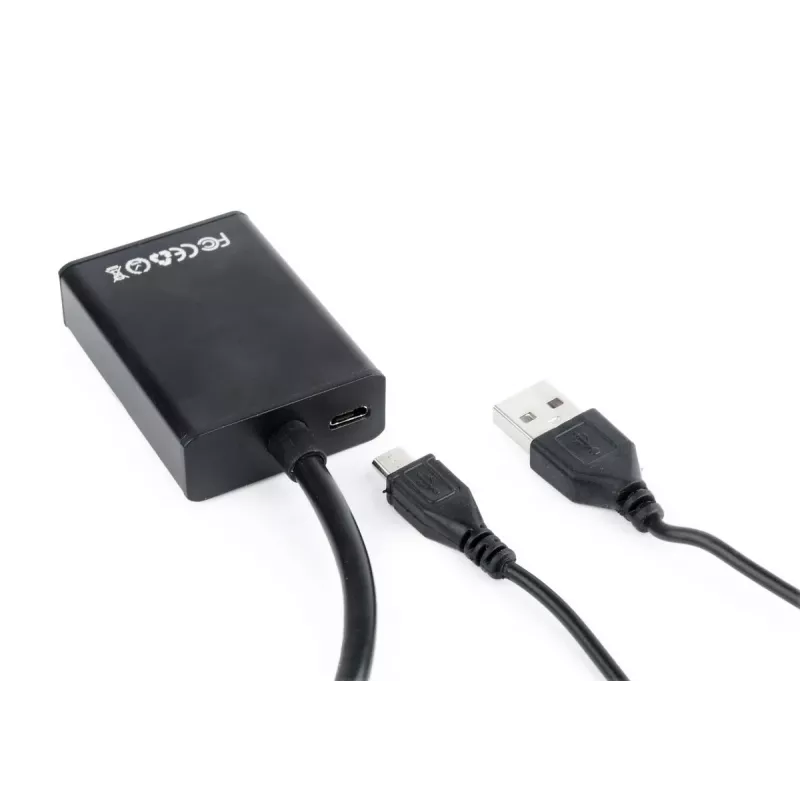 GEMBIRD VGA-zu-HDMI-Adapterkabel, USB-gespeist 15cm - Schwarz